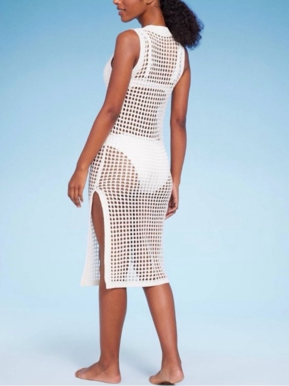 Shade & Shore white mesh knit swim coverup, size XS